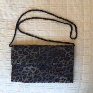 Shimmer Purple Leopard Clutch